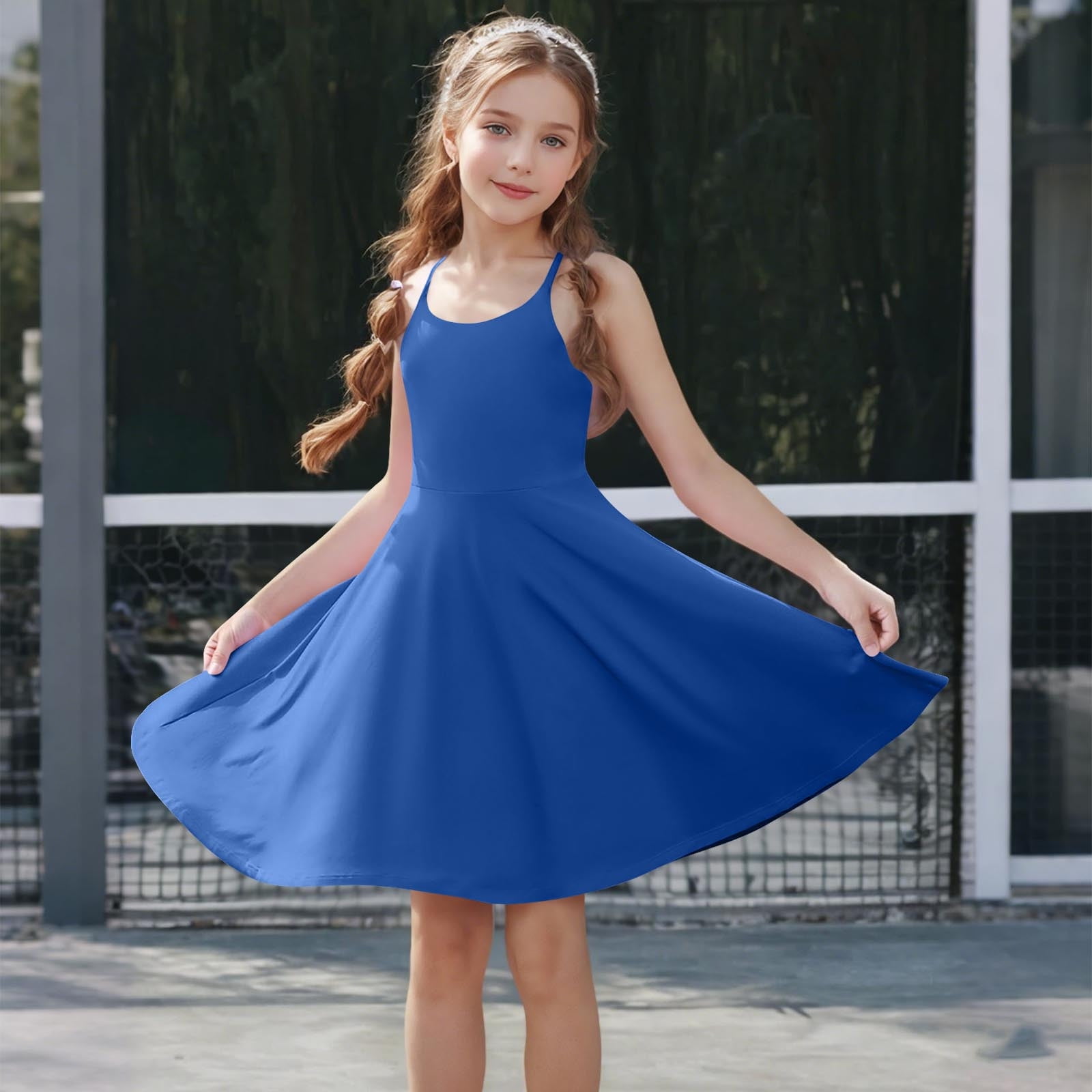 girls dress with shorts Athletic Works Girls Active Pleat Dress with Built-In Shorts, Sizes 4-18