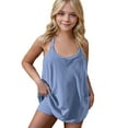 thumbnail image 1 of qolati Girls Dresses with Shorts Casual Summer Spaghetti Straps One-Piece Romper Casual Sleeveless Sport Mini Dresses with Pockets for Kid 5-15 Years, 1 of 7