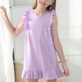 thumbnail image 1 of qolati Girls Nightgown Toddler Nightwear Dress Kids Baby Sleepwear Nightshirt Summer Flutters Sleeve Ruffled A-Line Casual Midi Dresses 2-14 Years, 1 of 8