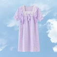 thumbnail image 1 of qolati Girls Nightgowns Sleepwear Summer Princess Sleep Dress Ruched Ruffle Short Sleeve Pajamas Nightshirt Kids Soft Casual Midi Dresses, 1 of 6