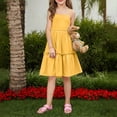 thumbnail image 1 of qolati Girls Summer Dresses Adjustable Spaghetti Strap Tie Back Smocked A-Line Dress Ruffle Hem Casual Elegant Midi Beach Sundress Size 4-15 Years, 1 of 9