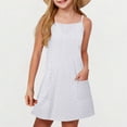 thumbnail image 1 of qolati Girls Summer Sundress Toddler Baby Boho Strap Casual Sleeveless Swing Cami Dresses Cute Eyelet Embroidery Party Mini Dress with Pockets Size 5-15 Years, 1 of 8