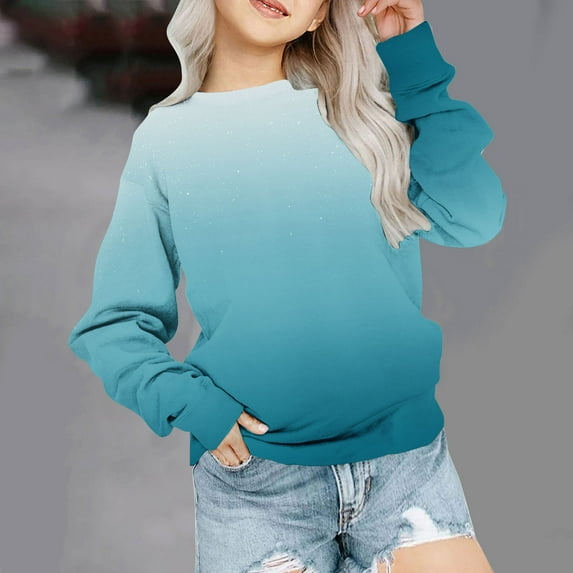 qolati Girls Sweatshirt Raglan Long Sleeve Crewneck Pullover T-Shirts Casual Loose Fit Tunic Tops Spring Outfits 2025 Spring