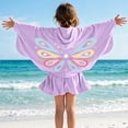 thumbnail image 1 of qolati Girls Swim Cover Up Robe One-Piece Swimsuit Long Sleeve Sun Protection Hooded Jacket Cute Butterfly Full Front Zipper Terry Cloth Absorbent Beach 2-11 Years Purple, 1 of 9