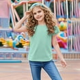 thumbnail image 1 of qolati Girls T-Shirt Dressy Casual Ruffle Sleeve Shirts Summer Crewneck Eyelet Tee Tops Kids Girls Cute Blouse 3-14 Years, 1 of 9