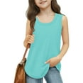 thumbnail image 1 of qolati Girls Tank Tops Kids Summer Crewneck Sleeveless Shirts Loose Fit Fashion Plain Blouse Dancewear 3-14 Years, 1 of 9
