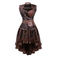 thumbnail image 1 of qolati Gothic Dresses for Women Vintage Strapless Zippers Up Shapewear Corset Mini Dress Renaissance Mesh Irregular Hem Bandage Steampunk A-Line Dress for Party, Prom, 1 of 2