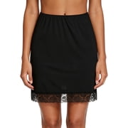 qolati Half Slips for Women Lace Trim Underskirt Short Mini Skirt Comfy Side Slit High Waisted Pajama Skirts