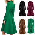 thumbnail image 1 of qolati Halloween Gothic Long Jacket Women Renaissance Steampunk Tailcoat Coat Long Sleeve High Low Ruffle Hem Medieval Victorian Blazer Green L, 1 of 6
