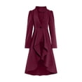 thumbnail image 1 of qolati Halloween Gothic Long Jacket Women Renaissance Steampunk Tailcoat Coat Long Sleeve High Low Ruffle Hem Medieval Victorian Blazer Wine L, 1 of 7