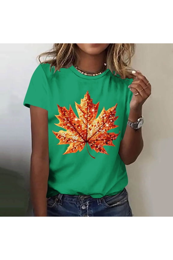 Halloween Sequin Pumpkin Women Tops Retro Fall Print Crew Neck T-Shirt Thanksgiving Day Going Out Sweatshirts for Women