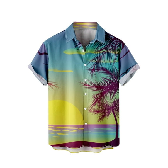 qolati Hawaiian Shirts for Men Summer Short Sleeve Tropical Print Button Down Beach Shirt Casual Loose Fit Cuban Guayabera Bowling Shirt Gift for Men 2024
