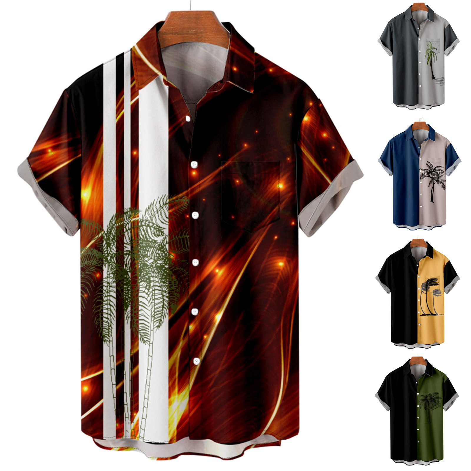 qolati Hawaiian Shirts for Men Casual Short Sleeve Lightweight Button