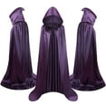 thumbnail image 1 of qolati Hooded Cloak Long Satin Cape for Christmas Halloween Cloak Costumes Silk Hooded Cape Masquerade Dress Up Multicolor 8 Years, 1 of 4
