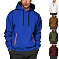 thumbnail image 1 of qolati Hoodies for Men Cargo Pullover Sweatshirt Hooded Lightweight Fashion Drawstring Fleece Winter Warm Athletic Workout Tops with Zipper Pockets XXL, 1 of 4
