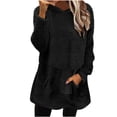 thumbnail image 1 of qolati Hoodies for Women Comfort Hooded Long Sleeve Sherpa Pullover Tops Fuzzy Fleece Sweatshirt Casual Warm Cute Long Sweater Fluffy Outwear with Pocket Black S, 1 of 3