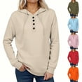 thumbnail image 1 of qolati Hoodies for Women Quarter Button Pullover Hooded Sweatshirt with Front Pockets Lightweight Oversize Casual Fall Tops Light Blue XXL, 1 of 5