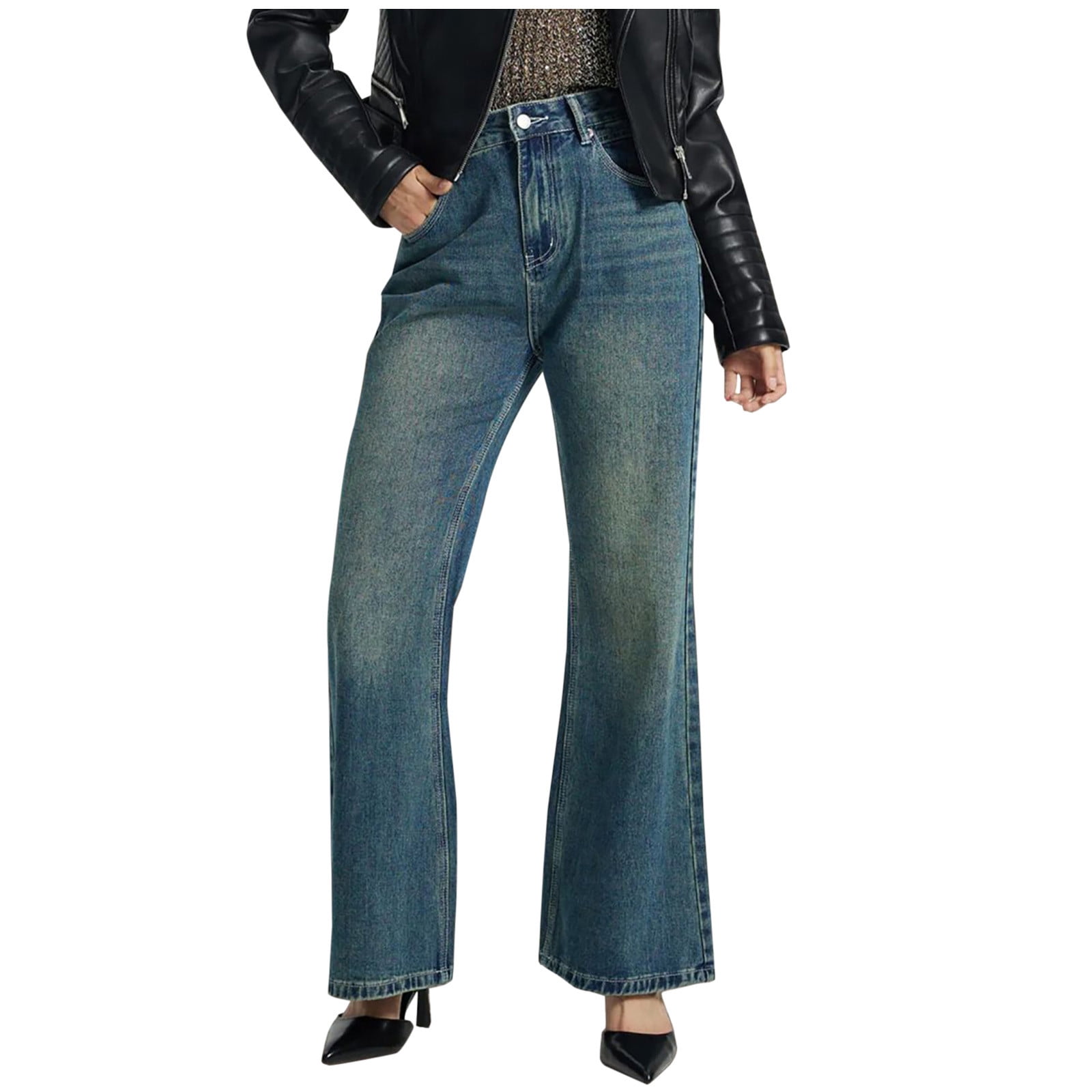 Baggy Jeans voor dames, boyfriend Y2k, jeans, hiphop, rechte vintage denim broek met lage taille, brede pijpen, losse streetwear, slipjeans, vrijetijdsbroek, 01-Blauw, L