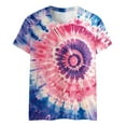 thumbnail image 1 of qolati Kids Tie-Dyed T-Shirt Boys Girls Hippies Color Block Print Tshirt Casual Loose Fit Short Sleeve Crewneck Basic Tees Tops, 1 of 9