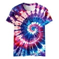 thumbnail image 1 of qolati Kids Tie-Dyed T-Shirt Boys Girls Hippies Color Block Print Tshirt Casual Loose Fit Short Sleeve Crewneck Basic Tees Tops, 1 of 9