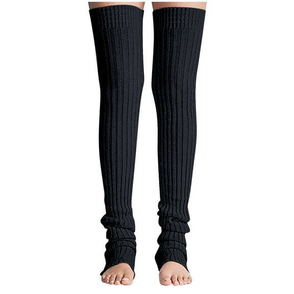 qolati Leg Warmers for Women 80s Ribbed Knitted Long Socks for Party Sports Winter Soft Long Legwarmer Warmer Knitted Stirrup for Yoga Dance
