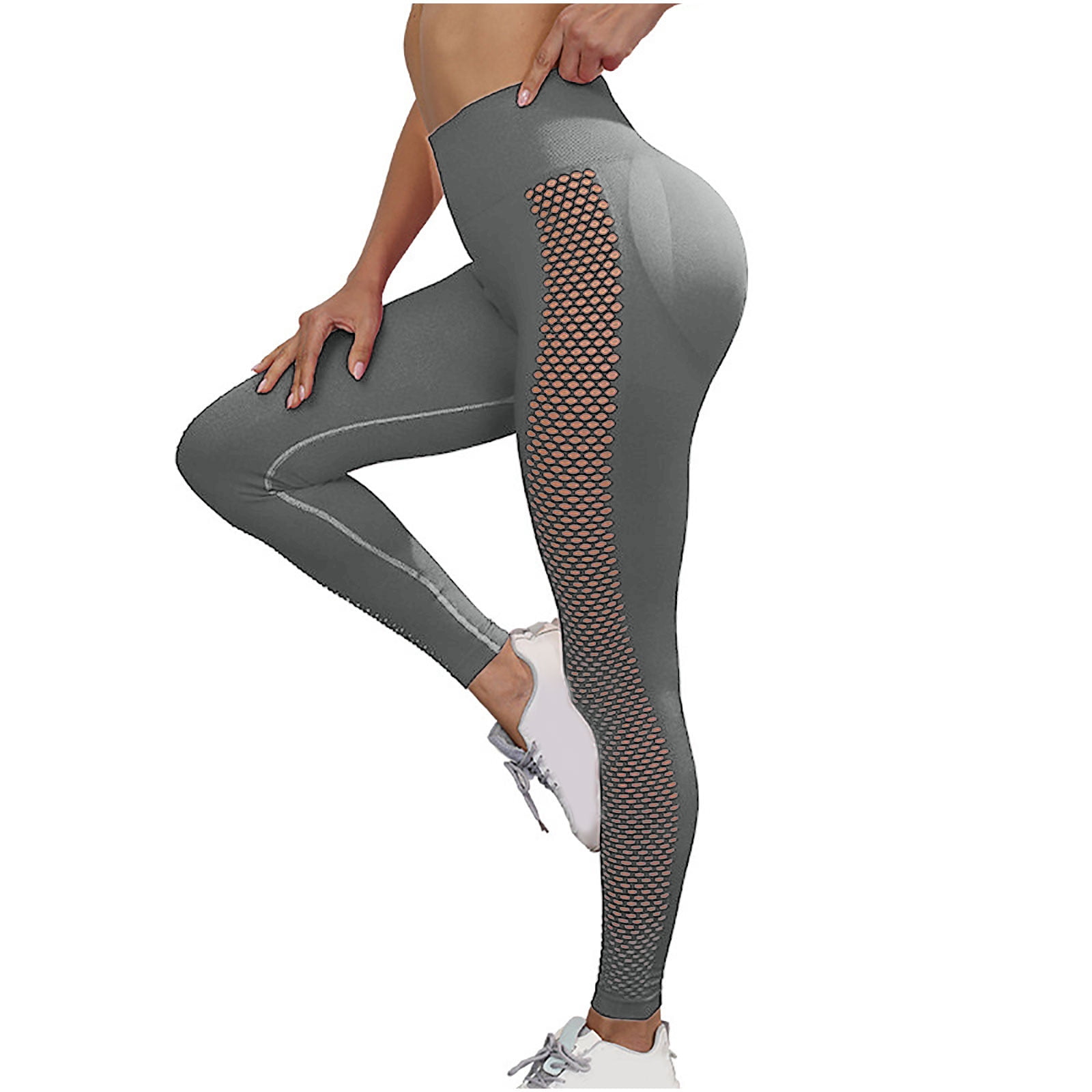 qolati Leggings for Women Sexy Cutout Mesh Seamless Workout Tights Butt  Liftting Tummy Control Gym Yoga Pants 