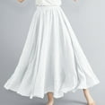 thumbnail image 1 of qolati Linen Maxi Skirt Womens Boho Elastic Waist A-Line Long Skirt Dress 2024 Casual Pleated Flowy Swing Summer Beach Skirts, 1 of 6