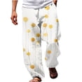 thumbnail image 1 of qolati Linen Pants Men Elastic Drawstring Waist Yoga Lounge Pant Summer Beach Lightweight Soft Straight Legs Cargo Sweatpants, 1 of 5