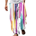 thumbnail image 1 of qolati Linen Pants Men Elastic Drawstring Waist Yoga Lounge Pant Summer Beach Lightweight Soft Straight Legs Cargo Sweatpants, 1 of 5