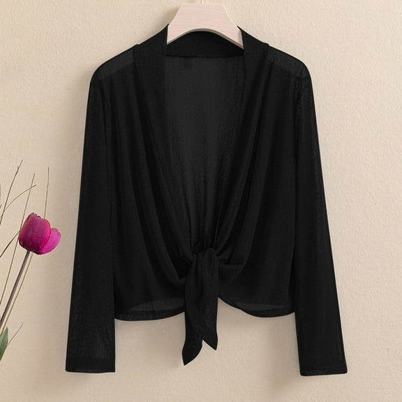 qolati Long Sleeve Cardigans for Women Lightweight Irregular Hem Open Front Cardigan Lightweight Soft Draped Ruffles Cover Ups Shrugs Shawls Outwear Black XXXL