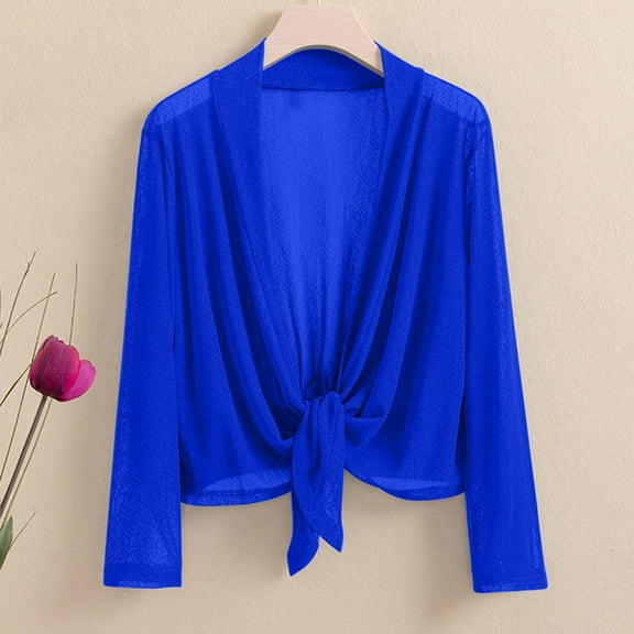 qolati Long Sleeve Cardigans for Women Lightweight Irregular Hem Open Front Cardigan Lightweight Soft Draped Ruffles Cover Ups Shrugs Shawls Outwear Blue XXXXXL