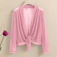 thumbnail image 1 of qolati Long Sleeve Cardigans for Women Lightweight Irregular Hem Open Front Cardigan Lightweight Soft Draped Ruffles Cover Ups Shrugs Shawls Outwear Pink XXXXL, 1 of 9
