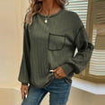 thumbnail image 1 of qolati Long Sleeve Shirts for Women Oversized Casual Solid Crewneck Knitted Sweatshirt 2024 Fall Loose Fit Pullover Shirts Tops, 1 of 6