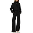 thumbnail image 1 of qolati Lounge Sets for Women 2 Piece Outfits Quarter Zip Long Sleeve Pullover Sweatshirts Wide Leg Pants Fall Travel Sweatsuit Set Tracksuit, 1 of 6