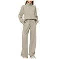 thumbnail image 1 of qolati Lounge Sets for Women 2 Piece Outfits Quarter Zip Long Sleeve Pullover Sweatshirts Wide Leg Pants Fall Travel Sweatsuit Set Tracksuit, 1 of 6