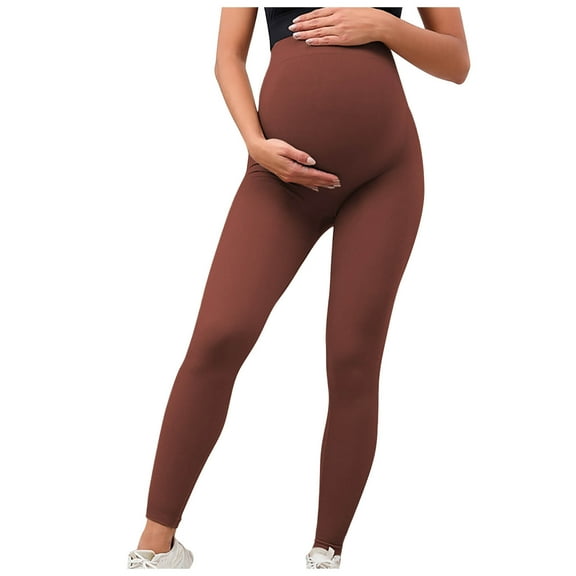 qolati Maternity Leggings for Women Over The Belly Bump Workout Full Length Leggings Soft Stretchy High Waisted Pregnancy Running Yoga Pants