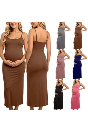 Maternity Summer Maxi Dress Summer Spaghetti Strap Scoop Neck Baby Shower Photoshoot Casual Boho Sleeveless Long Sundress S-3XL