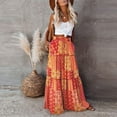 thumbnail image 1 of qolati Maxi Skirts for Women Summer Spring Casual Elastic High Waist Long Skirts Vintage Floral Pleated Swing A Line Boho Beach Maxi Skirt, 1 of 3