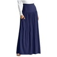 thumbnail image 1 of qolati Maxi Skirts for Women Elegant High Elastic Waist Ankle Length Skirt Casual Solid Pleated A Line Flared Long Skirts for Party, Wedding, Cocktail, Beach, 1 of 3