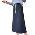 thumbnail image 1 of qolati Maxi Skirts for Women Fall Winter Elastic High Waist Drawstrings Long Skirts Casual Loose A Line Loungwear Pencil Skirts, 1 of 6