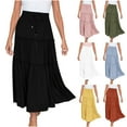 thumbnail image 1 of qolati Maxi Skirts for Women Long Beach Skirts Pleated Elastic Waist Ruffled Skirt for Swim,Night Out,Casual Office, Party, 1 of 7