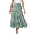 thumbnail image 1 of qolati Maxi Skirts for Women Long Beach Skirts Pleated Skirts for Women Summer Elastic Waist Boho Ruffled Flowy Skirt Size L, 1 of 9
