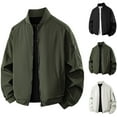 thumbnail image 1 of qolati Men Bomber Jacket Lightweight Casual Windbreaker Zip Up Coat Plus Size Classic Fit Stylish Fall Jackets with Pockets Black M, 1 of 10