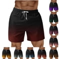 thumbnail image 1 of qolati Men Swim Trunks Quick Dry Beach Hawaiian Shorts Gradient Color Printed Summer Board Shorts Bathing Suits Rose Gold S, 1 of 5