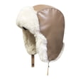 thumbnail image 1 of qolati Men Women Winter Ear Flaps Trapper Hat Faux Leather Hunting Hat Windproof Warm Bomber Ski Hats, 1 of 3