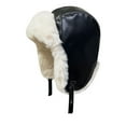 thumbnail image 1 of qolati Men Women Winter Ear Flaps Trapper Hat Faux Leather Hunting Hat Windproof Warm Bomber Ski Hats, 1 of 3