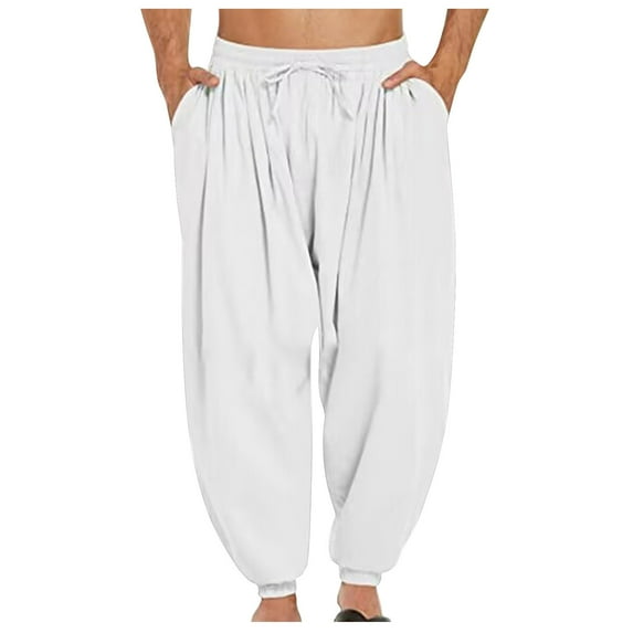 qolati Men's Baggy Yoga Pants Casual Drawstring Joggers Athletic Tapered Pants Lightweight Stretchy Workout Cargo Sweatpants