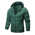 thumbnail image 1 of qolati Men's Bomber Jacket Hooded Lightweight Casual Fall Winter Windbreaker Windproof Zip Up Coat Outdoor Softshell Jacket with Zipper Pocket, 1 of 8