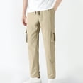 thumbnail image 1 of qolati Men's Cargo Sweatpants Drawstring Open Bottom Baggy Sweat Pants Straight Leg Gym Workout Lounge Pants with Pockets, 1 of 6