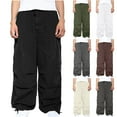 thumbnail image 1 of qolati Men's Casual Cargo Pants Elastic Waist Lightweight Hip Hop Baggy Harem Pants Classic Fit Hiking Jogger Pants, 1 of 6